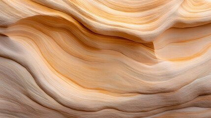 Smooth, flowing patterns of orange and cream colors create serene and calming texture in this abstract image. gentle curves evoke sense of tranquility and natural beauty