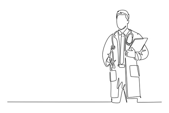 doctor line art, holding clipboard clip art preview