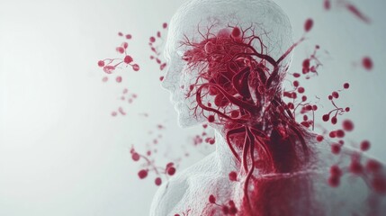 A visual representation of blood circulation, focusing on how oxygen-rich blood is transported through the body.