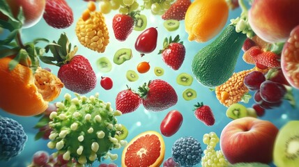 A visual of enzymes in food, explaining how enzymes in fruits and vegetables aid digestion and provide health benefits.