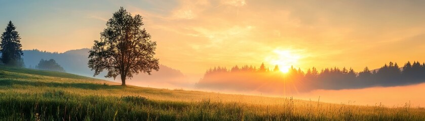 Sunrise Over Misty Meadow