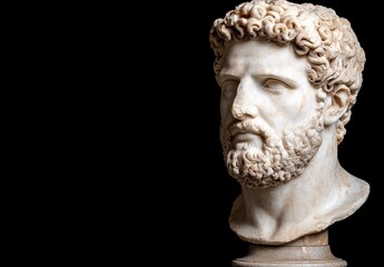 Detailed sculpture of a bearded man's head