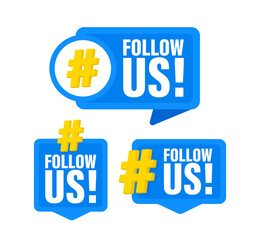 Blue follow us buttons inviting people to follow a social media account