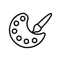 Painter's palette with a paintbrush outline icon vector illustration 
