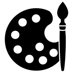 Painter's palette with a paintbrush silhouette vector illustration 
