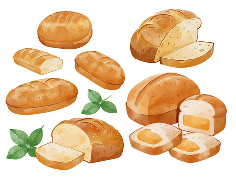 Bread watercolor hand-drawn simple