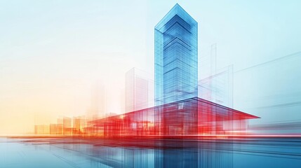 AI-enhanced architecture, designing skyscrapers with digital blueprints