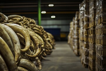 Confiscated Ivory Tusks as a Symbol of Wildlife Trafficking