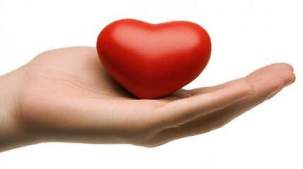 Obraz premium A hand holding a red heart symbolizing love health or charity against a clean clinical background