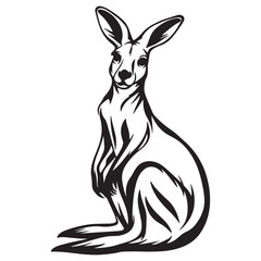 Kangaroo Silhouette and Illustrations, Kangaroo in cartoon, doodle style, Kangaroo Vector Line art Illustration