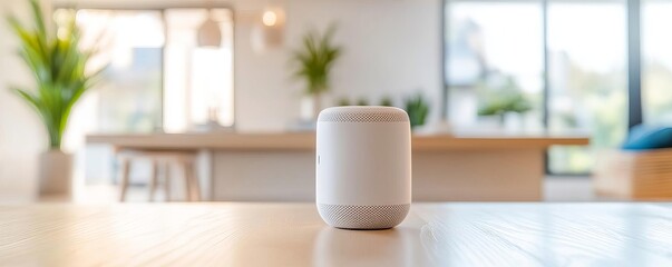 AI-powered home automation system, voice-controlled assistant, sleek modern home