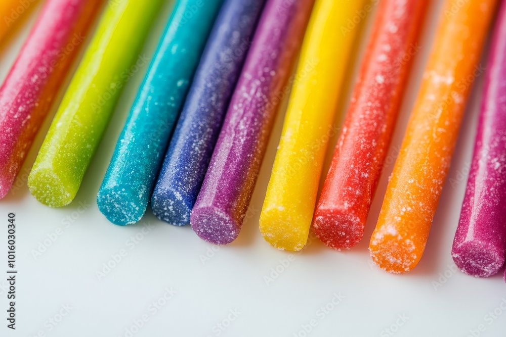 Aufkleber an enticing display of colorful candy sticks neatly aligned in vibrant hues, inviting a sense of joy