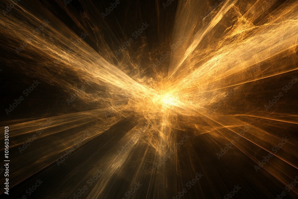 Poster a dramatic burst of light in golden hues creates an ethereal and abstract design, evoking a sense of