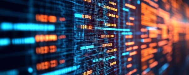 Obraz premium Holographic blockchain interface, visualized data streams, sleek digital design