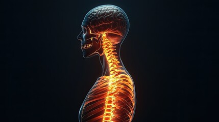 Luminous human skeleton and spine illustration