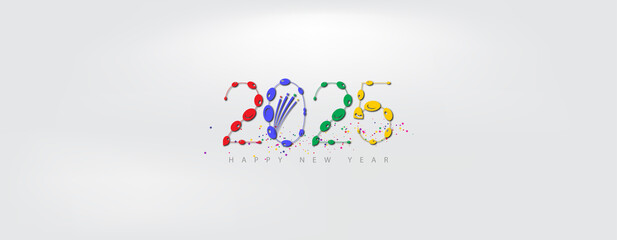 An eye-catching Happy New Year 2025 wallpaper, featuring a colorful and beautiful design to mark the new year celebration