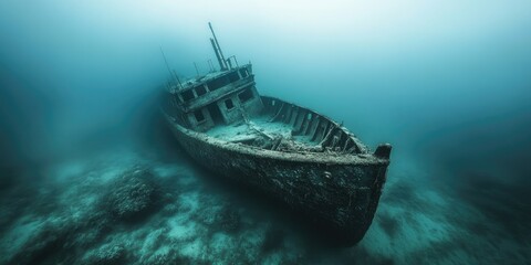 Fototapeta premium Beautiful Photograph Capturing the Eerie Allure of a Sunken Ship background