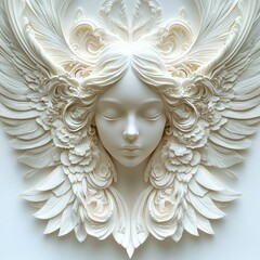 Beautiful realistic symmetrical angel with background