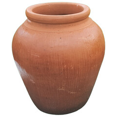 red brown clay pot isolated object