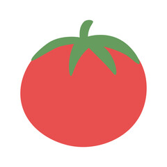 Colorful hand drawn illustration of a red tomato, ideal for recipe book and menu