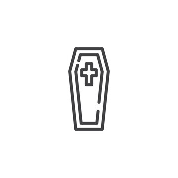 recommend clip art: A wooden coffin with a cross line icon