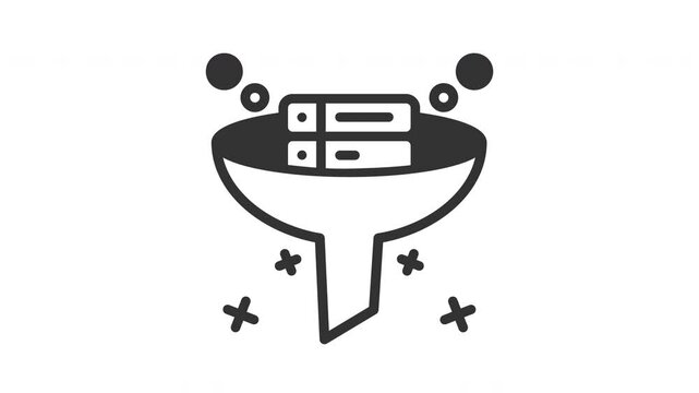 Animated data filtering with server and filter connected. Ideal for remote work, technology, connectivity concepts in business presentations, educational materials marketing collateral and database
