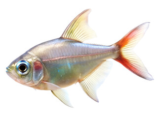 Obraz premium Diamond Tetra fish swiming isolated on a transparent background