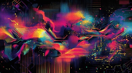 Vibrant Abstract Digital Art with Colorful Patterns