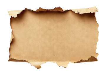 Torn piece of craft paper, isolated on transparent cutout background