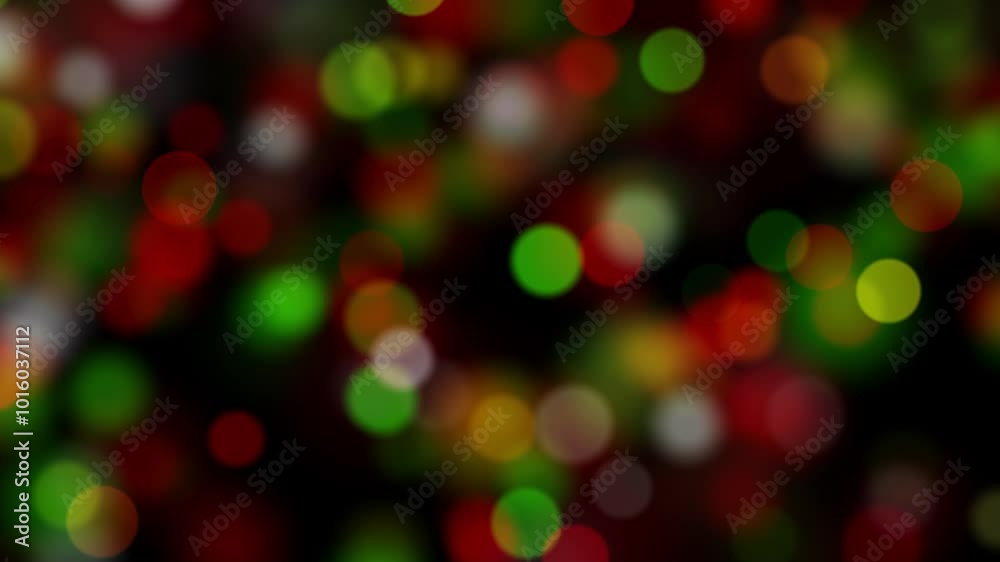 Wall mural abstract looping animated background of colorful luminous christmas particles falling with bokeh eff