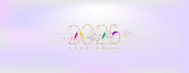 Naklejka premium An eye-catching Happy New Year 2025 wallpaper, featuring a colorful and beautiful design to mark the new year celebration