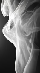 Mysterious swirls of white smoke on black background