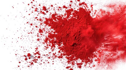 Red Powder Explosion on White Background