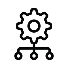 A gear connected to a network, symbolizing network configurations or IT setups