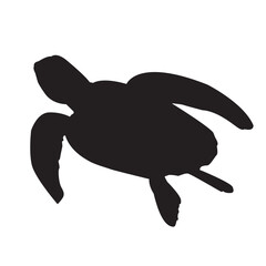 sea turtle silhouette, silhouette big sea turtle cartoon cute animal design ocean tortoise swimming in water flat vector illustration isolated on a white background