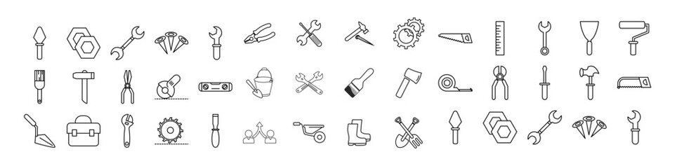 Tool repair and construction icon collection. vector 