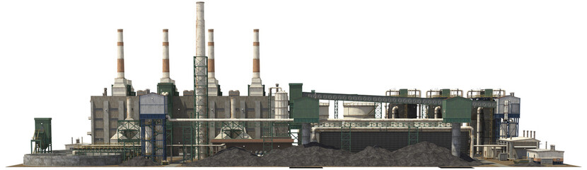 coal refinery building complex high detailed arch viz cutout