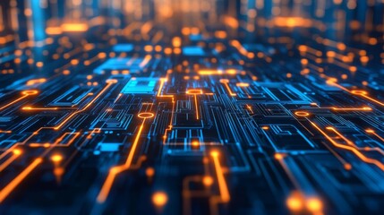 Blockchain decentralized finance, glowing digital holograms, futuristic tech hub