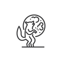 Werewolf and moon line icon