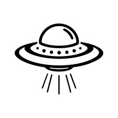 Black simple Ufo flying spaceship icon isolated flat design