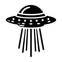 Black simple Ufo flying spaceship icon isolated flat design