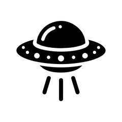 Black simple Ufo flying spaceship icon isolated flat design