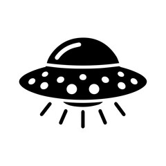 Black simple Ufo flying spaceship icon isolated flat design