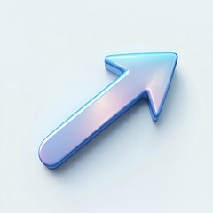3D blue neon arrow icon on solid white background with bright light reflections, glowing effect and minimalistic design for modern UI elements new beautiful stock image illustration AI