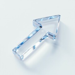 3D glass arrow icon isolated on solid white background reflecting modern minimalistic design with transparency and sleek shine new beautiful stock image illustration AI