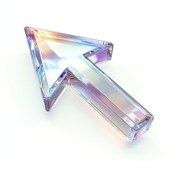 3D glass arrow icon isolated on solid white background reflecting modern minimalistic design with transparency and sleek shine new beautiful stock image illustration AI
