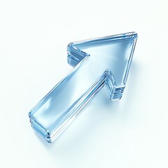 3D glass arrow icon isolated on solid white background reflecting modern minimalistic design with transparency and sleek shine new beautiful stock image illustration AI