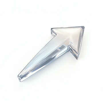 3D glass arrow icon isolated on solid white background reflecting modern minimalistic design with transparency and sleek shine new beautiful stock image illustration AI