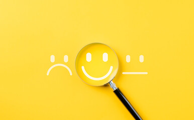 Customer review satisfaction feedback survey concept to gather insights and improve its services. A...
