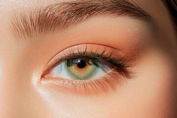 Obraz premium Close-up of young adult's green eye with detailed eyelashes